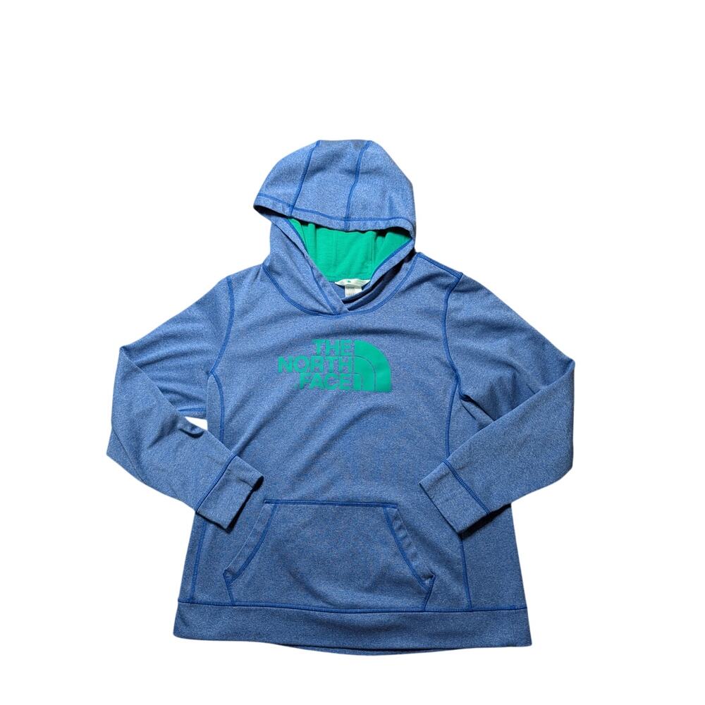 The North Face Women's Hoodie Pullover Polyester Graphic Blue Size XL